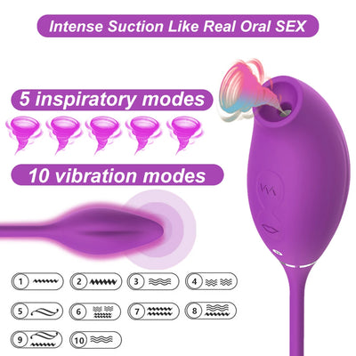 Rose Vibrator Clitoral ดูดของเล่น Vibrating Egg Butt Plug Clit Sucker 2 In 1 G จุดกระตุ้นเพศของเล่นสําหรับผู้หญิงคู่