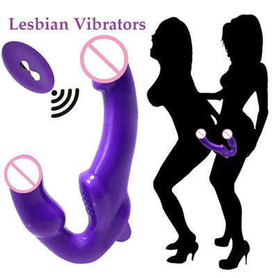 sex toys รีโมทคอนโทรลไร้สาย Double-headed ซิลิโคน Vibrator สําหรับผู้หญิง G-spot Stimulation Masturbator นวดเร้าอารมณ์ของเล่นสําหรับเลสเบี้ยน