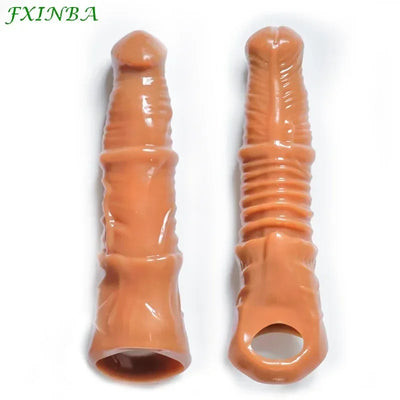 FXINBA ใหม่ 24 ซม.ขนาดใหญ่อวัยวะเพศชาย Extender Big Soft ของเล่นสําหรับผู้ใหญ่สําหรับผู้ใหญ่ Cock แขน Dick ขยายชาย Reusable Condom DELAY