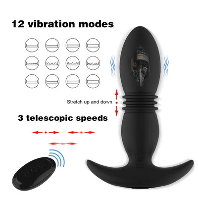 ไร้สาย Anal Vibrator Telescopic หมุน Vibrators รีโมทคอนโทรล Dildo ต่อมลูกหมาก Massager Butt Plug เซ็กซ์ทอยสำหรับชายหญิงเกย์