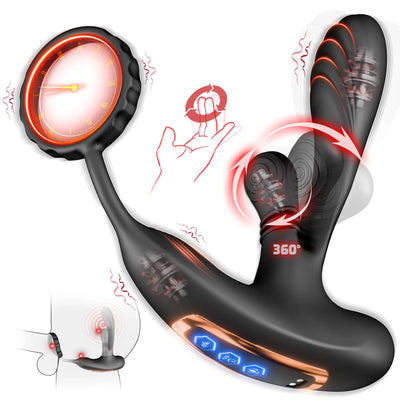 sex toys เครื่องนวดต่อมลูกหมากแบบวงกลมพร้อมแหวนรัดองคชาต 3 in 1 รูปตัว L ของเล่นทางเพศสำหรับผู้ชายรักร่วมเพศ