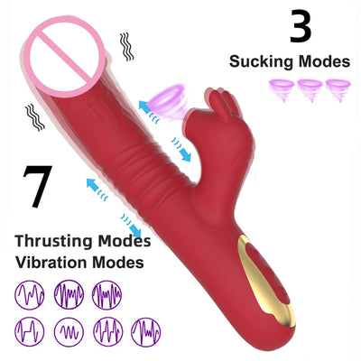 siamsextoys เครื่องกระตุ้นความสุขทางเพศสำหรับผู้หญิง รูปแบบกระต่ายดูดและสั่น กระตุ้นจุดจีและคลิตอริส พร้อมระบบสั่นและดูด