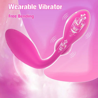 ซิลิโคนเหลวVibratorที่มีประสิทธิภาพDual 10 การสั่นสะเทือนG-SpotหญิงDildoช่องคลอดClitorisคู่Bendableสวมใส่คู่ของเล่น