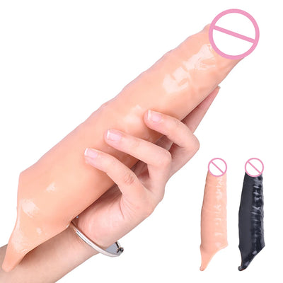 Reusable Big อวัยวะเพศชาย Dildo Extender ขยายถุงยางอนามัย Cock EXTENSION Dick ขยายเพศของเล่นสําหรับผู้ชายเกย์ Time Delay Sexshop