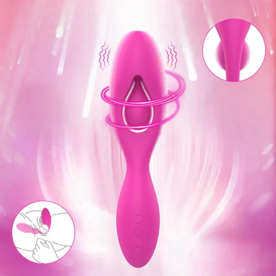 ซิลิโคนเหลวVibratorที่มีประสิทธิภาพDual 10 การสั่นสะเทือนG-SpotหญิงDildoช่องคลอดClitorisคู่Bendableสวมใส่คู่ของเล่น