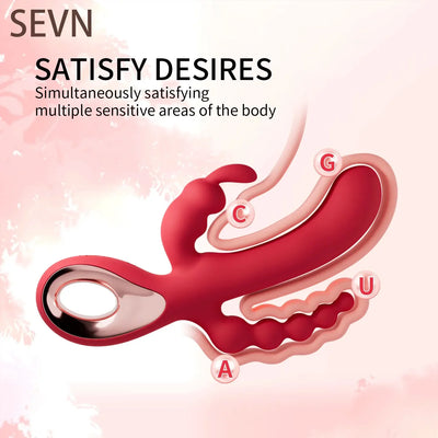 3 ใน 1 Dildo Rabbit Vibrator สําหรับผู้หญิง G-Spot Orgasm Masturbator Anal Plug Clitoris Stimulator หญิง Masturbation Sex ของเล่น 18