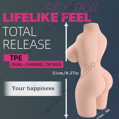 Realistic Half-Body Doll - Men'S Intimate Masturbator, Full Curves, Durable Product, Men'S Toy, Portable Carryable Pocket Doll, Half-Body Doll, Soft Penis Cover, Jelly-Shaped Female Private Parts, Relaxtion Toys