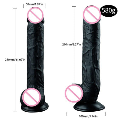28*5CM Super Huge Black Dildos Strapon Thick Giant Realistic Dildo Anal Butt with Suction Cup Big Soft Penis Sex Toy for Women