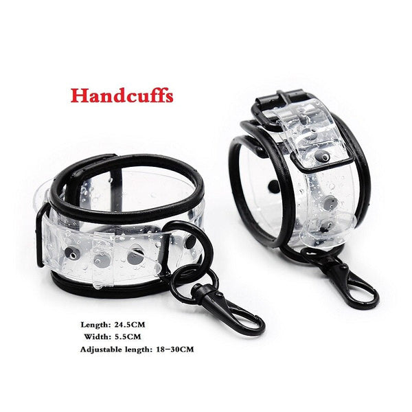 Adjustable Transparent PVC Handcuffs Ankle Cuffs Collar Neck Manacle ...