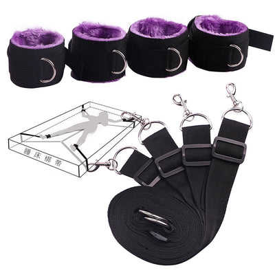 Bed Jam Sex Restraint Kit Adjustable Belt Nylon Handcuffs Ankle Cuffs Under Bed BDSM Bondage Erotic Toys Fixation Adult Game