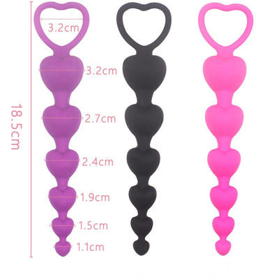 Heart Beads Soft Anal Plug Anus Toys Big  Balls Silicone G-Spot Stimulating Butt Plugs Adult Sex  Couple Sexy
