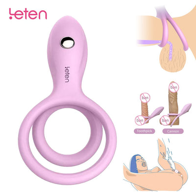 Leten Cock Ring Vibrators Reusable Silicone Dildo Penis Enlargement Delayed Ejaculations Anal Couples Chastity Sexy Toys for Men