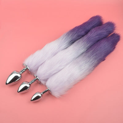 Metal with Gradient Color Fox Analplug Tail Flirting Anal Analplug Dilatation Ass Plug G Point Massage Masturbation Gay Sex Toys