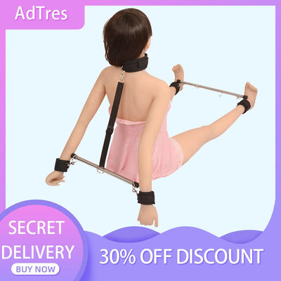 Sex Toys for Woman Bdsm Bondage Set Metal Butt Plug Nylon Restraint Belt Steel Pipe Erotic Handcuffs Adult Flirt Games